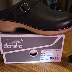 Dansko Black Leather Clogs